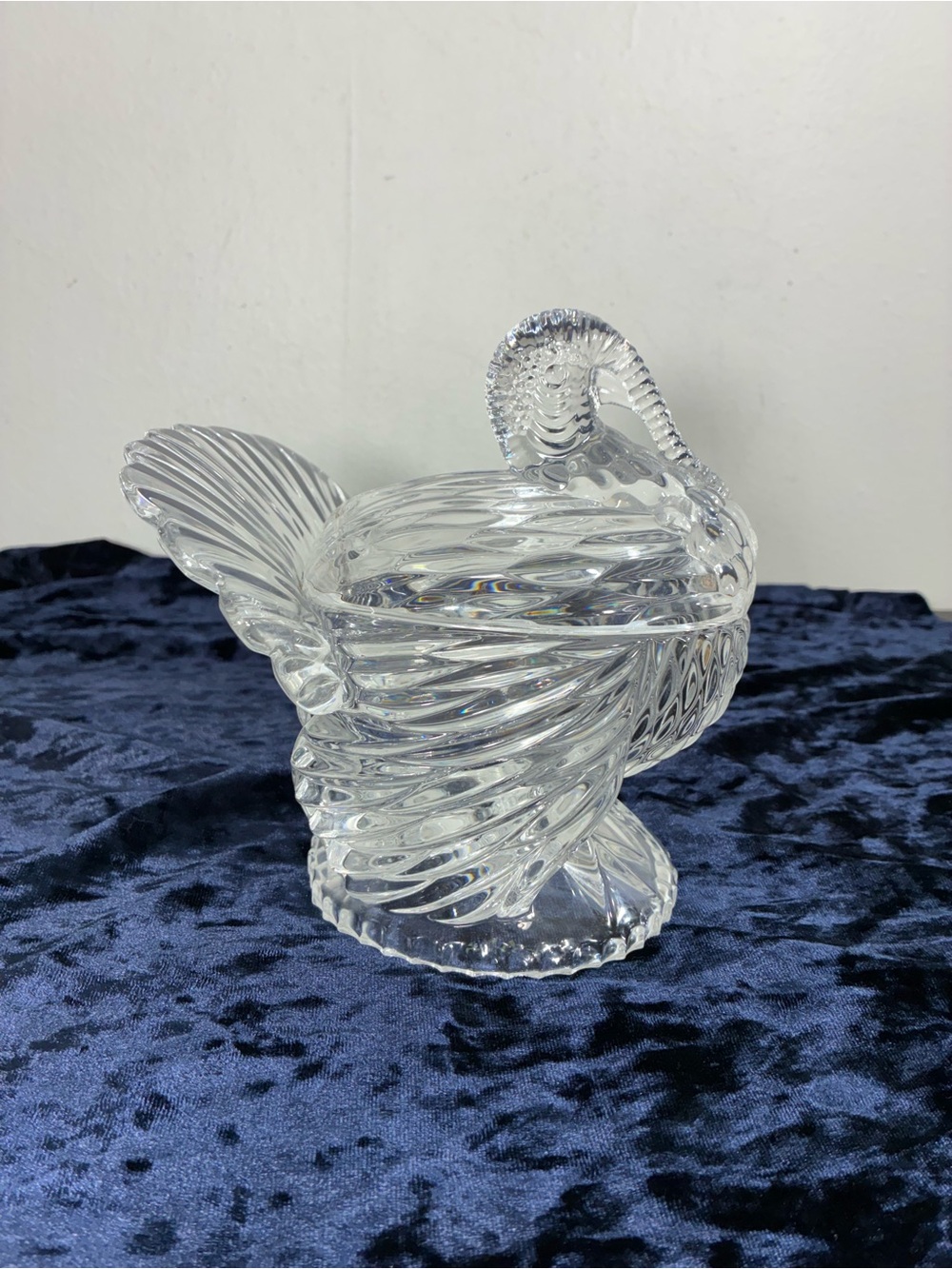 Shannon Crystal Turkey Dish - Decorative Serveware Turkey on Nest